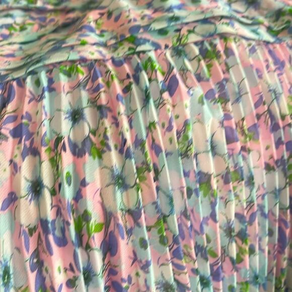 Laundry by Shelli Segal Floral Pleated Chiffon Crisscross Back Maxi Dress Sz 2 - Picture 9 of 12